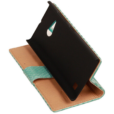BC Slang Turquoise Hoesje voor Nokia Lumia 735 Bookcase Wallet Cover
