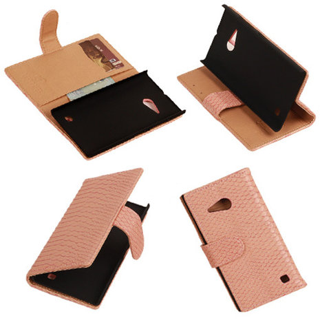 "Slang" Pink Nokia Lumia 735 Bookcase Wallet Cover Hoesje 