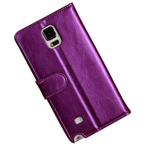 PU Leder Lila Hoesje voor Samsung Galaxy Note 4 Book/Wallet Case/Cover