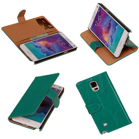 PU Leder Groen Samsung Galaxy Note 4 Book/Wallet Case/Cover Hoesje