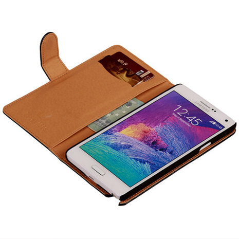 PU Leder Zwart Hoesje voor Samsung Galaxy Note 4 Book/Wallet Case/Cover