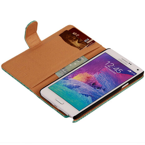 BC Slang Turquoise Hoesje voor Samsung Galaxy Note 4 Bookcase Cover