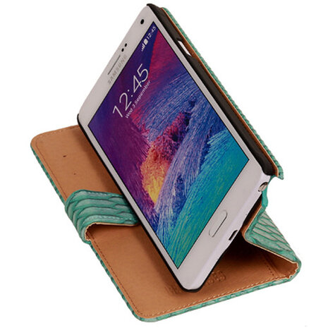 BC Slang Turquoise Hoesje voor Samsung Galaxy Note 4 Bookcase Cover
