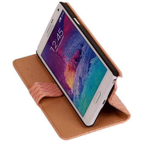 BC Slang Pink Hoesje voor Samsung Galaxy Note 4 Bookcase Cover