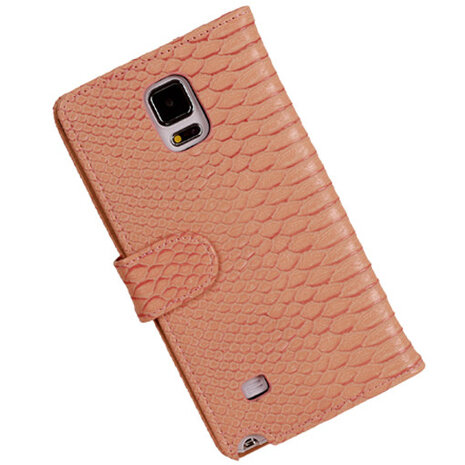 BC Slang Pink Hoesje voor Samsung Galaxy Note 4 Bookcase Cover