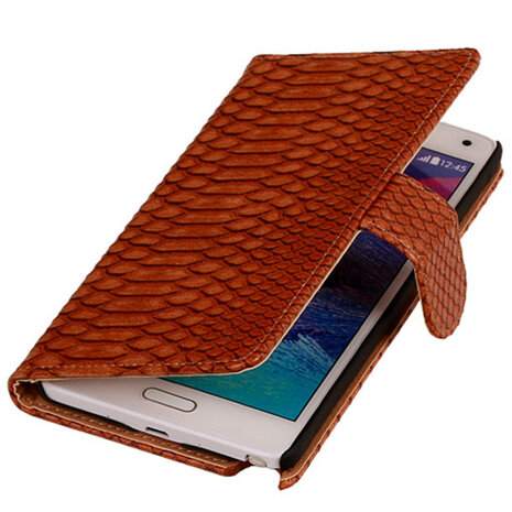 BC Slang Bruin Hoesje voor Samsung Galaxy Note 4 Bookcase Cover