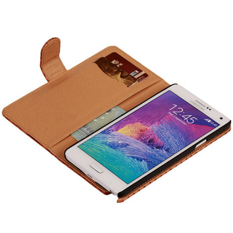 BC Slang Bruin Hoesje voor Samsung Galaxy Note 4 Bookcase Cover