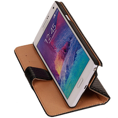BC Slang Zwart Hoesje voor Samsung Galaxy Note 4 Bookcase Cover