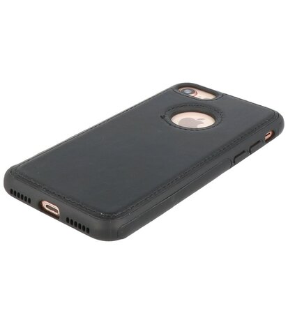 Lederen Backcover Hoesje voor iPhone SE 2020 - iPhone 8 en iPhone 7 - Zwart