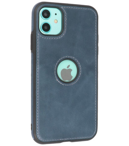 Lederen Backcover Hoesje voor iPhone 11 - Navy