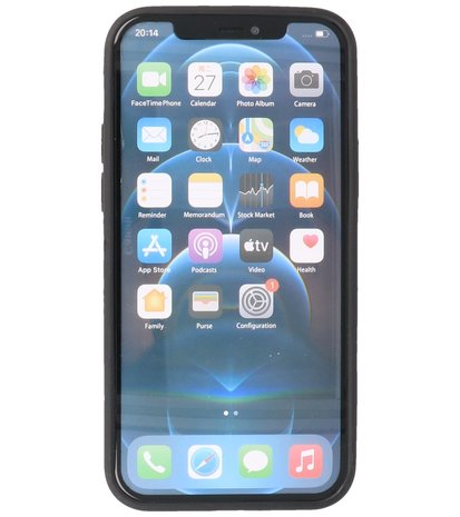 Lederen Backcover Hoesje voor iPhone 12 - iPhone 12 Pro - Zwart