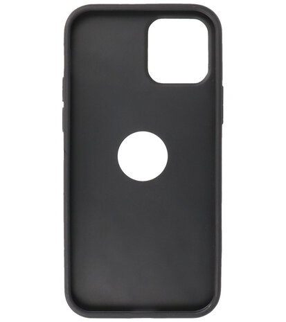 Lederen Backcover Hoesje voor iPhone 12 - iPhone 12 Pro - Zwart