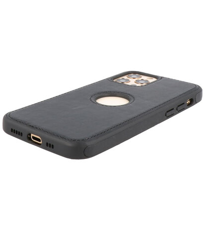 Lederen Backcover Hoesje voor iPhone 12 - iPhone 12 Pro - Zwart