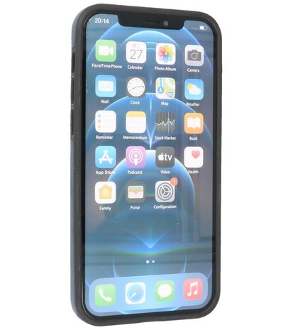 Lederen Backcover Hoesje voor iPhone 12 - iPhone 12 Pro - Navy