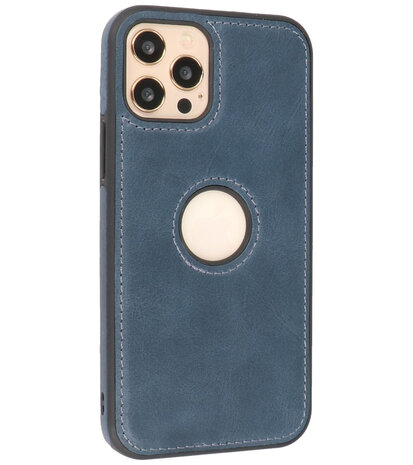 Lederen Backcover Hoesje voor iPhone 12 - iPhone 12 Pro - Navy