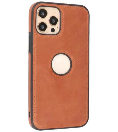 Lederen Backcover Hoesje voor iPhone 12 - iPhone 12 Pro - Cognac