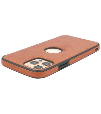 Lederen Backcover Hoesje voor iPhone 12 - iPhone 12 Pro - Cognac