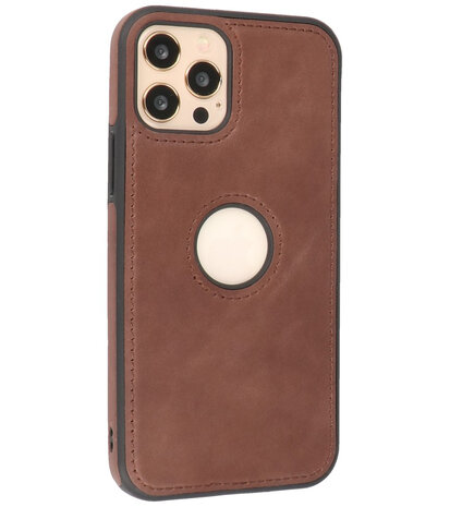 Lederen Backcover Hoesje voor iPhone 12 - iPhone 12 Pro - Mocca