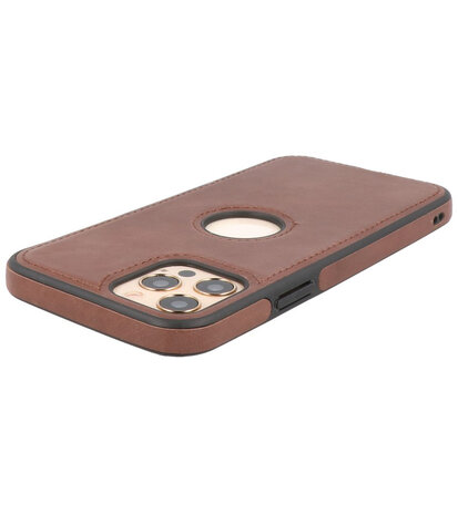 Lederen Backcover Hoesje voor iPhone 12 - iPhone 12 Pro - Mocca