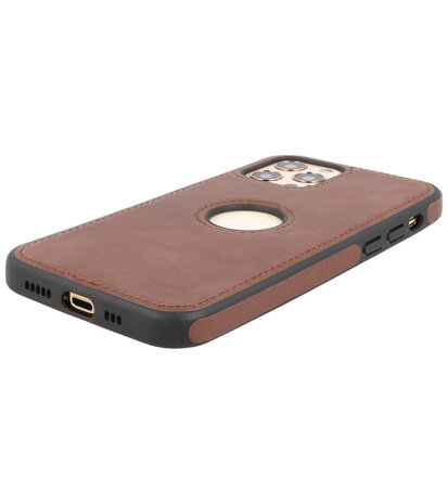 Lederen Backcover Hoesje voor iPhone 12 - iPhone 12 Pro - Mocca