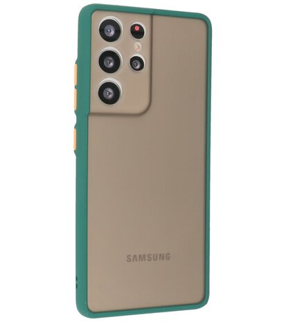 Kleurcombinatie Hard Case voor Samsung Galaxy S21 Ultra - Donker Groen