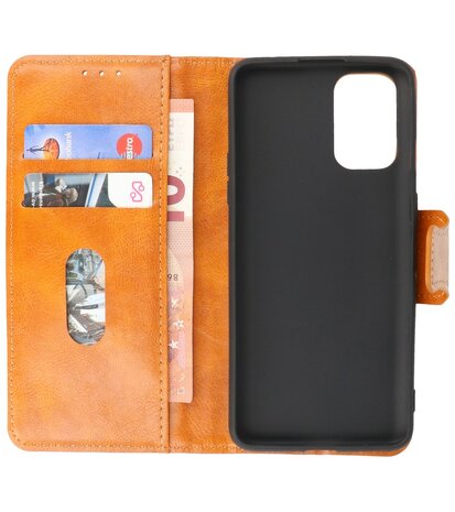 Portemonnee Wallet Case Hoesje voor OnePlus 9R - Bruin