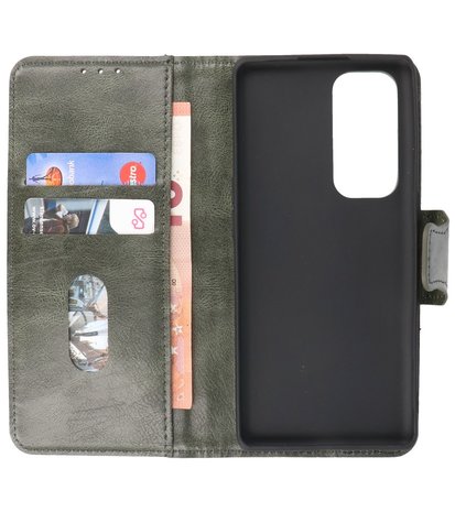 Portemonnee Wallet Case Hoesje voor Oppo Reno 5 Pro Plus 5G - Find X3 Neo - Donker Groen