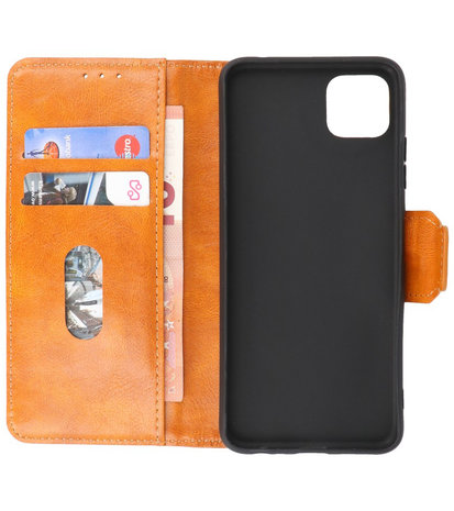 Portemonnee Wallet Case Hoesje voor Samsung Galaxy A22 5G - Bruin