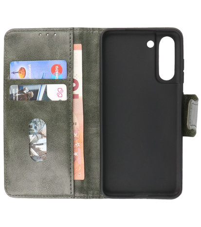 Portemonnee Wallet Case Hoesje voor Samsung Galaxy S21 FE - Donker Groen
