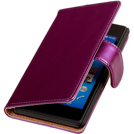 PU Leder Lila Sony Xperia E3 Book/Wallet Case/Cover 