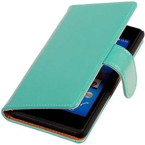 PU Leder Turquoise Sony Xperia E3 Book/Wallet Case/Cover 