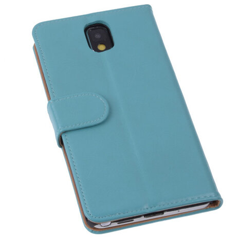 PU Leder Turquoise Hoesje voor Samsung Galaxy Note 3 Neo Book/Wallet Case/Cover