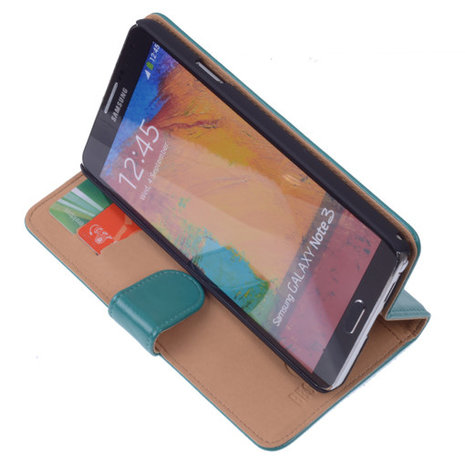 PU Leder Groen Hoesje voor Samsung Galaxy Note 3 Neo Book/Wallet Case/Cover