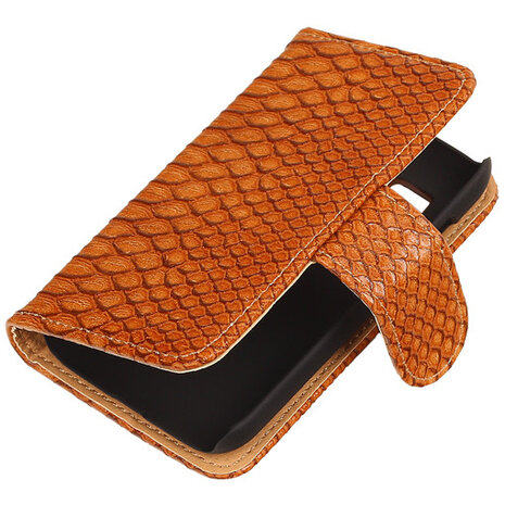 BC Slang Bruin Hoesje voor Samsung Galaxy Young 2 Bookcase Cover