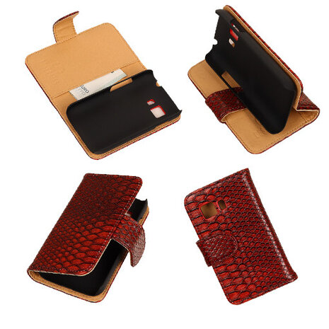 Slang Rood Samsung Galaxy Young 2 Bookcase Cover Hoesje 