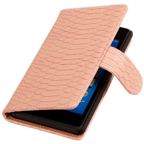 BC "Slang" Pink Hoesje voor Sony Xperia E3 Bookcase Wallet Cover