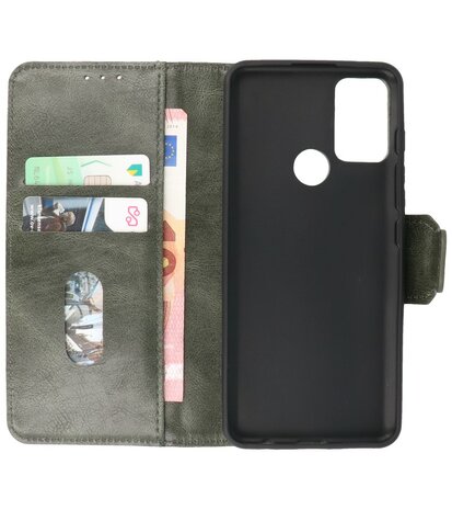 Portemonnee Wallet Case Hoesje voor Motorola Moto G50 - Donker Groen