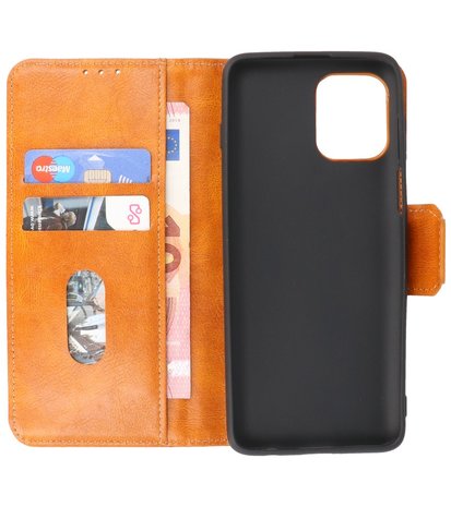 Portemonnee Wallet Case Hoesje voor Motorola Moto G100 - Bruin