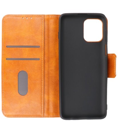 Portemonnee Wallet Case Hoesje voor Motorola Moto G100 - Bruin