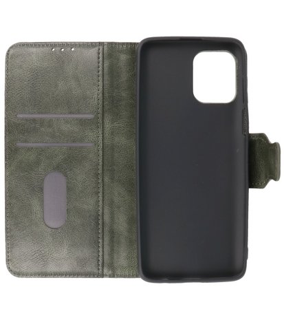 Portemonnee Wallet Case Hoesje voor Motorola Moto G100 - Donker Groen