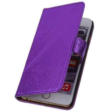 Glamour Purple iPhone 6 Plus Echt Leer Wallet Case
