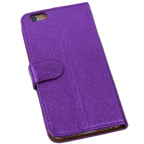 Glamour Purple iPhone 6 Plus Echt Leer Wallet Case