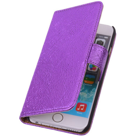 Glamour Purple iPhone 6 Echt Leer Wallet Case