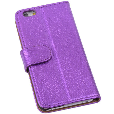 Glamour Purple iPhone 6 Echt Leer Wallet Case