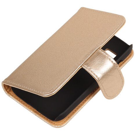 PU Leder Goud Hoesje voor Samsung Galaxy Young 2 Book/Wallet Case/Cover