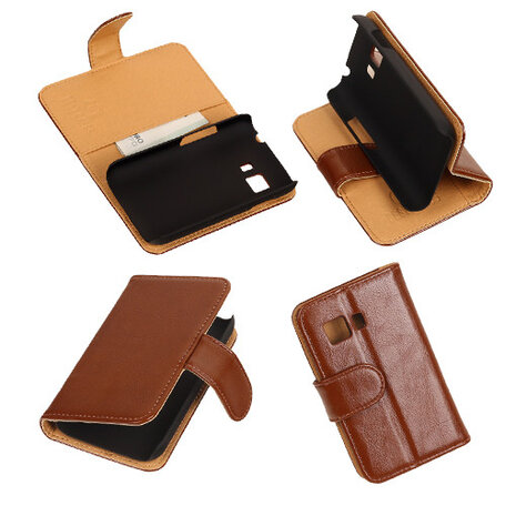 PU Leder Bruin Samsung Galaxy Young 2 Book/Wallet Case/Cover