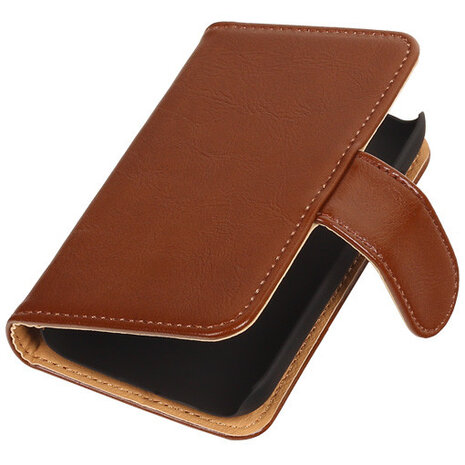 PU Leder Bruin Hoesje voor Samsung Galaxy Young 2 Book/Wallet Case/Cover