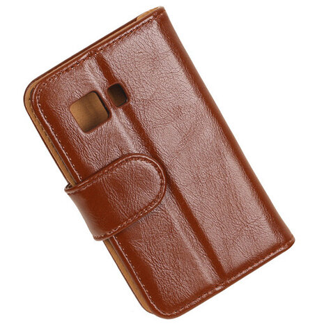 PU Leder Bruin Hoesje voor Samsung Galaxy Young 2 Book/Wallet Case/Cover