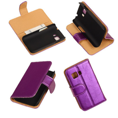 PU Leder Lila Samsung Galaxy Young 2 Book/Wallet Case/Cover