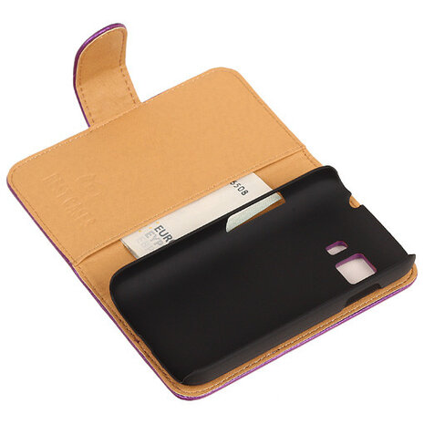 PU Leder Lila Hoesje voor Samsung Galaxy Young 2 Book/Wallet Case/Cover